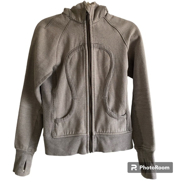 LULULEMON Scuba Hoodie* Microstripe Sidewalk / Silver Size 4-6 - Picture 3 of 10